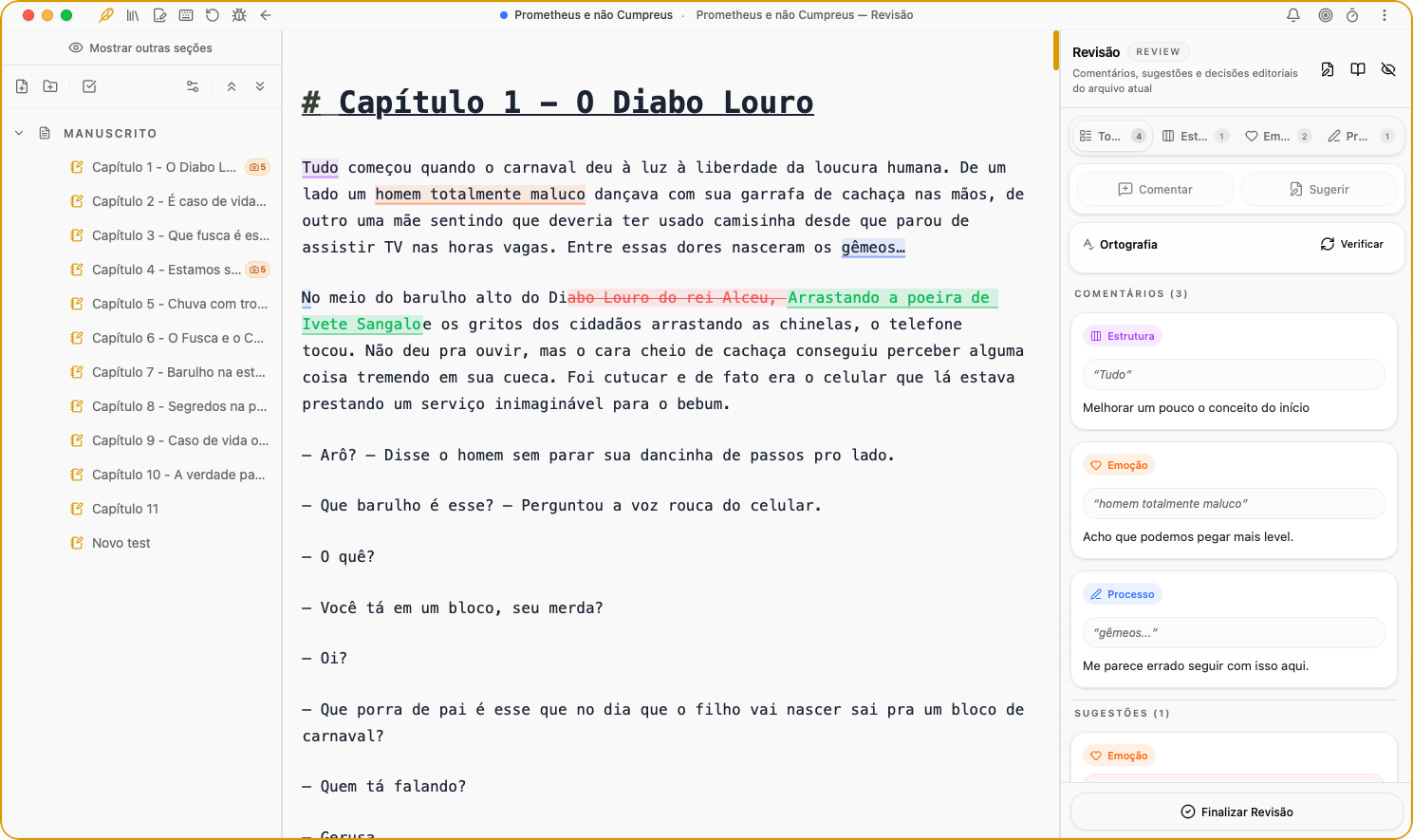 Momo interface de revisão
